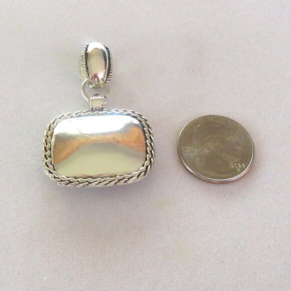 Silver & gold tone rectangular slide enhancer pendant with mother of pearl inset - Picture 5 of 5